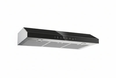 36 In. 900 CFM Ducted under Cabinet Range Hood in Stainless Steel and Black Glass with LED Lights and 2-Mesh Filters