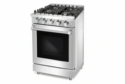 24 In. 3.73 Cu. Ft. Gas Range with 4 Sealed Burners, Cast Iron Grates, Convection Oven, Stainless Steel