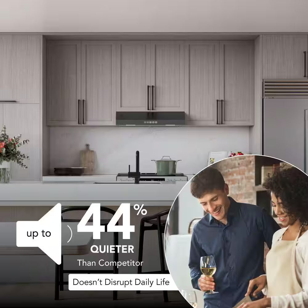Glacier 36 In. 350 MAX Blower CFM Convertible under Cabinet 1.5 Sones Black Stainless Range Hood