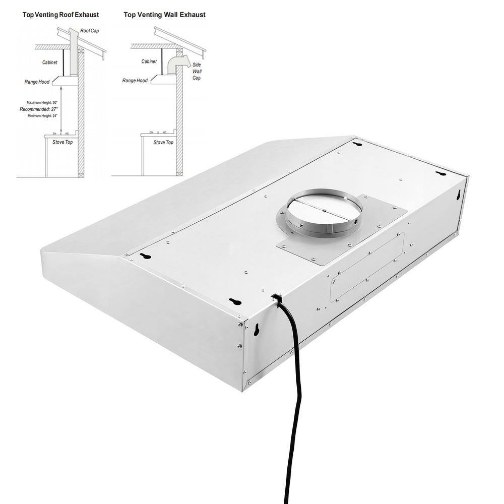36 In. 500 CFM Ducted under Cabinet Range Hood in Stainless Steel with Light Remote Control