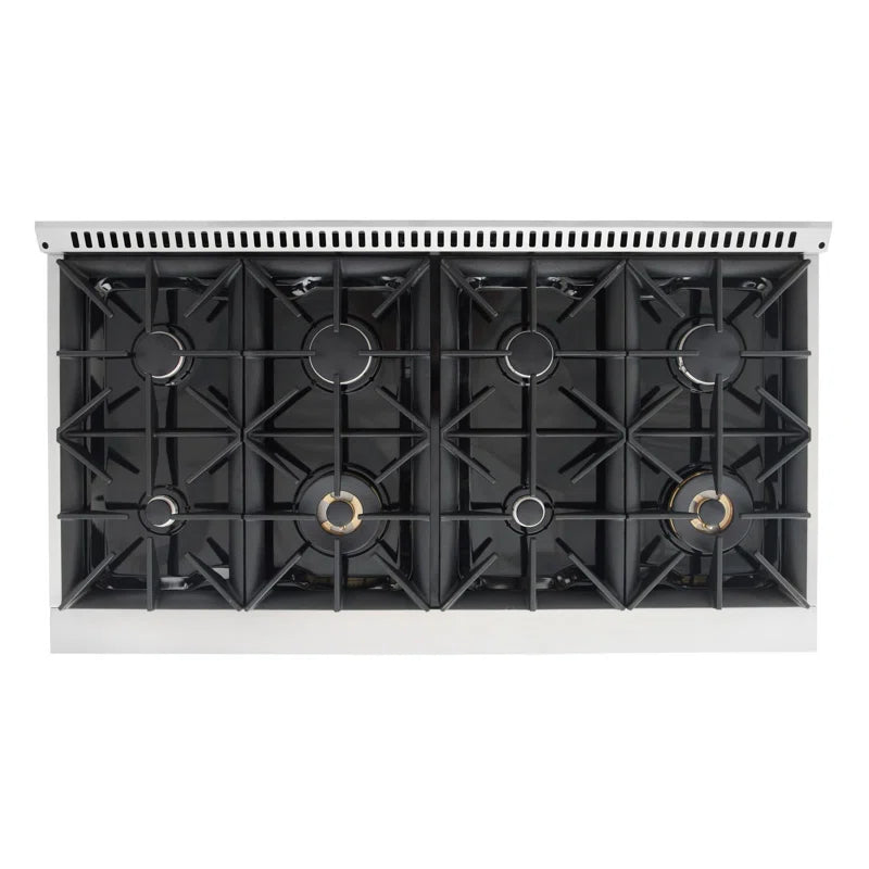 48 In. Vista Collection 6.6 Cu. Ft. Double Oven Gas Range, 8 Burners, LED Panel, Cast Iron Grates, Stainless Steel