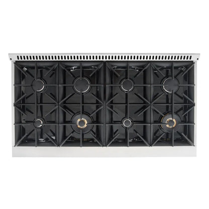 48 In. Vista Collection 6.6 Cu. Ft. Double Oven Gas Range, 8 Burners, LED Panel, Cast Iron Grates, Stainless Steel