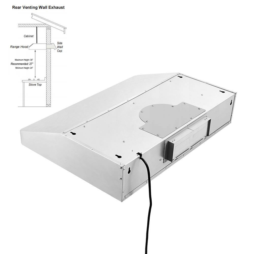 36 In. 500 CFM Ducted under Cabinet Range Hood in Stainless Steel with Light Remote Control