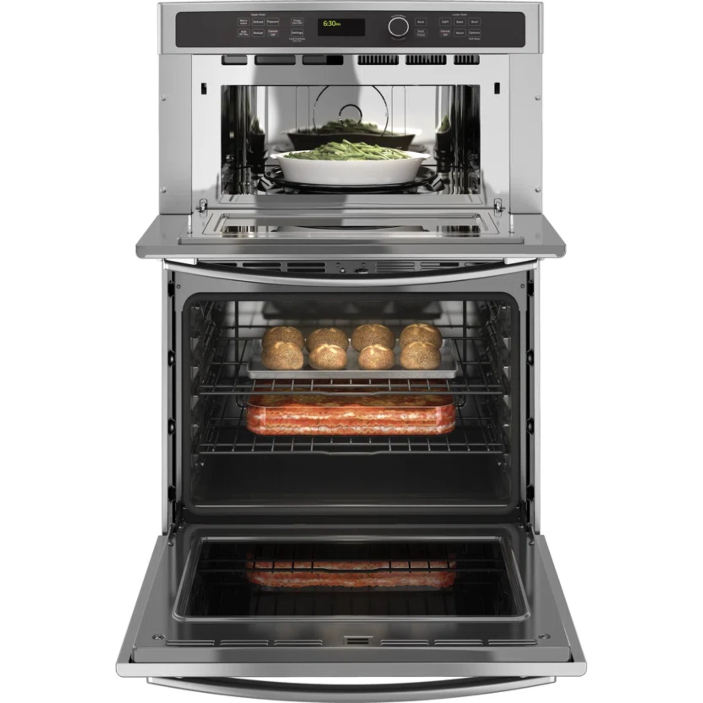 30" Self-Cleaning Electric Wall Oven with Built-In Microwave